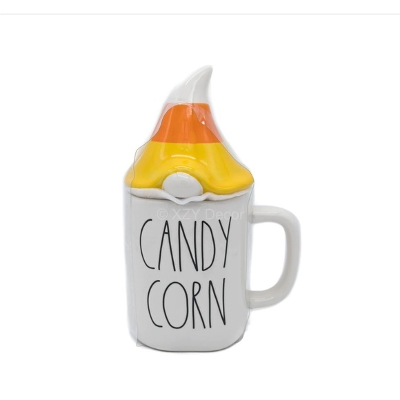 Rae Dunn Youre So Corny Candy Corn Mug & Matching Topper Halloween Gnome NEW - Picture 1 of 7